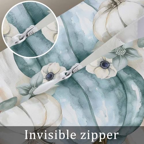 Pillow Covers 20x36 Inch - King Fall Thanksgiving Blue Grey Pumpkin Watercolor Eucalyptus Leaves Soft Brushed Microfiber Pillowcases with Hidden Zipper Closure Bed Pillow Shams for Bedroom Sofa Car - Image 7