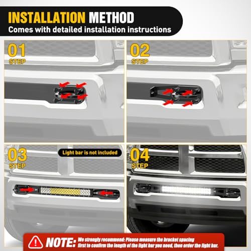 Nilight Hidden Bumper Mounting Brackets for 2009-2018 Dodge Ram 2500 3500