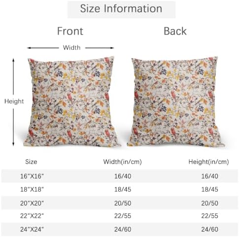 Fall Plant Pillow Covers 18x18 Set of 2 Autumn Red Cardinal Bird Maple Leaves Outdoor Throw Pillows Covers Vintage Rustic Farmhouse Decorative Farmhouse Cushion Case for Living Room Couch Sofa - Image 4