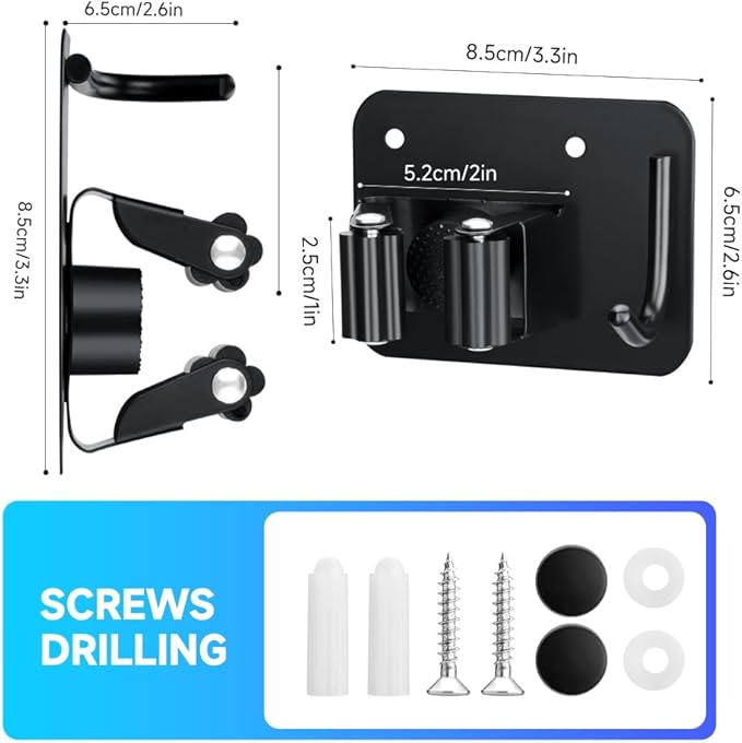 2-Pack Broom Holder with Heavy Duty Hooks, Upgraded Stainless Steel Mop Hanger. - Image 2