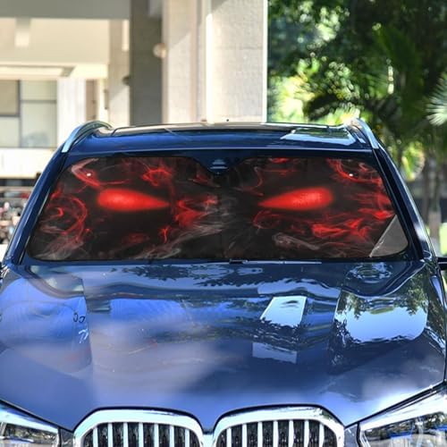 Skull Red Eyes Car Windshield Sun Shade Foldable UV Ray Sun Visor Protector Sunshade to Keep Your Vehicle Cool (57" x 31.5")