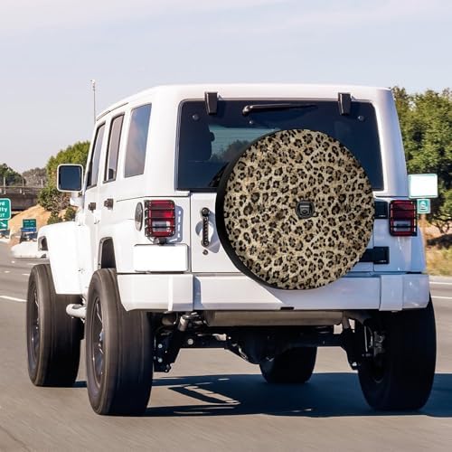 KiuLoam Hipster Leopard Cheetah Print Spare Tire Cover with Backup Camera Hole Universal Sunscreen Waterproof Wheel Covers for Trailer RV SUV Truck and Many Vehicles (15" for Diameter 27"-29")