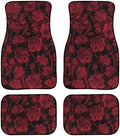 Red Rose Car Floor Mats for Women, Automotive Floor Mats Universal Car Carpet Mat Set 4 Piece Non Slip Foot Pads for Cars Red Cars Interior Accessories Universal Fit