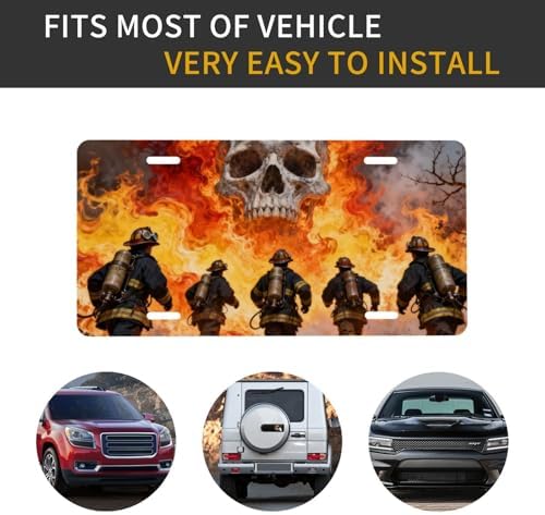 Skull Fire Firefighter Front License Plate 6" * 12" for Women