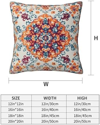 Vintage Bohemian Carpet Pattern Pillow Covers 18x18 inch Set of 2 Orange Blue Ethnic Pillow Case Cushion Cover for Home Sofa Couch Living Room Car Decor - Image 3