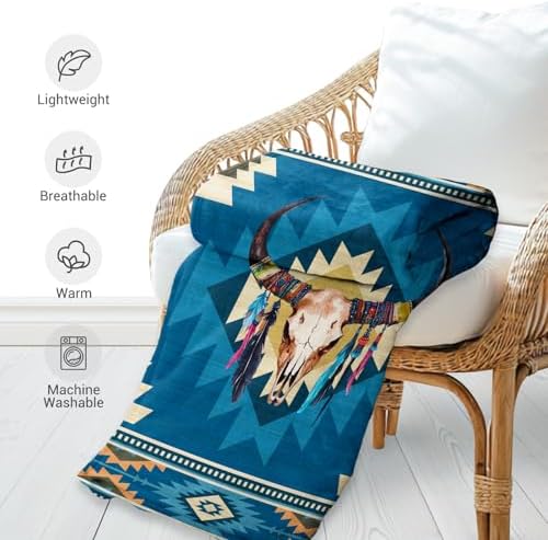 Jekeno Western Skull Throw Blanket, Western Gifts 50"x60" - Image 5