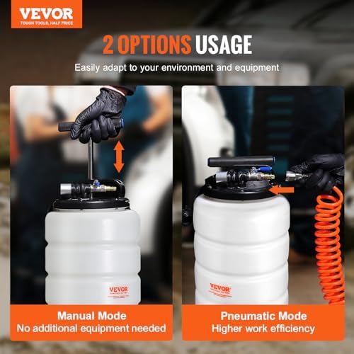 VEVOR 15L Pneumatic/Manual Fluid Extractor Pump, Oil Changer Vacuum Fluid Extractor, Oil Extractor Change Pump for Automotive, Oil Change & Fluid Change Tool with Dipstick and Suction Hose - Image 2