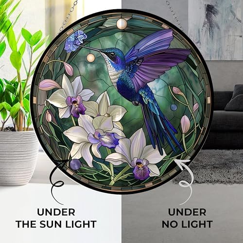 Hummingbird Suncatcher Stained Glass Window Hangings for Women Mom Red Birds Sun Catchers Colorful Ornament Bird Lovers Gift Gifts for Women Mom Wife - Image 3
