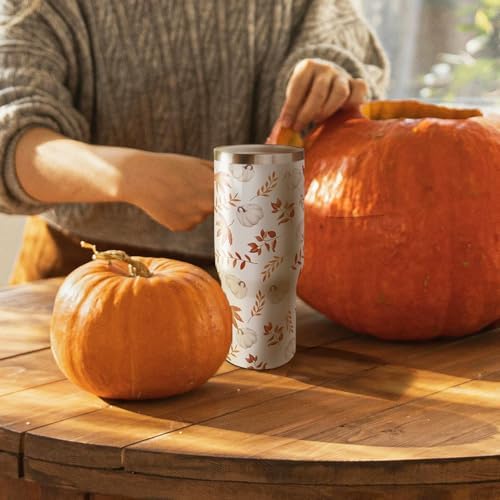 30oz Fall Tumbler with Handle and Flip Straw, Fall Gifts for Women, Reusable Stainless Steel Pumpkin Tumbler, Insulated Leak Proof Travel Coffee Mug - Image 3