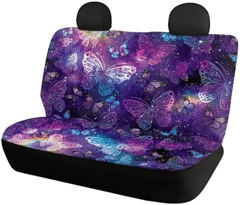 Purple Butterfly Car Back Seat Covers,Non-Slip Interior Protective Covers Rear Facing Cars Seat Cushion Seat Cover