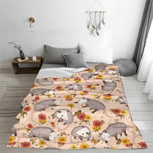 Possum Blanket for Kids Adult Opossum Flowers Throw Blanket Opossum Lovers Gift Possum Animal Warm Soft Fluffy Blanket for Sofa Bed Home Decor Christmas Birthday Gifts 40"X 30" - Image 4