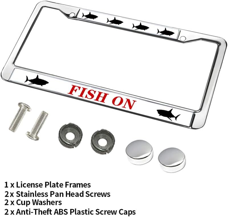 Fish On Christ License Plate Frame Religious Jesus Saves Two-Hole License Plate Frame Christ is King Weather-Proof License Plate Frame with Chrome Screw Caps