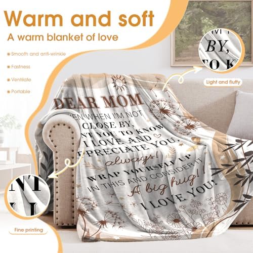 Gifts for Mom, I Love You and Appreciate Throw Blanket for Mama from Son Daughter,Birthday Valentines Mothers Day Thanksgivings Decor for Mommy Mom 50"x60" - Image 3