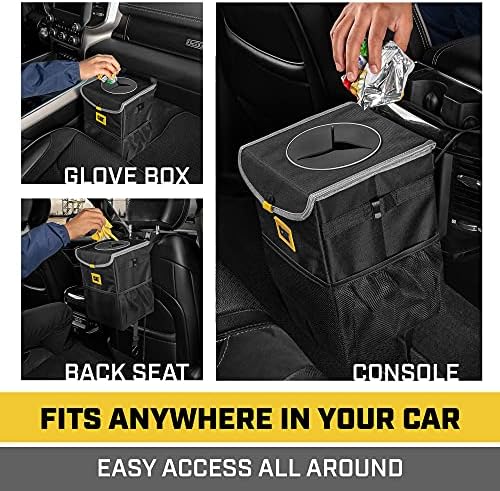 CAT® Car Trash Can & Ice Cooler – 2.4 Gallon Hanging Organizer with Anti-Spill Lid, Leak-Proof Waterproof Liner, Multi-Use Vehicle Bin for Cars, Trucks, SUVs – Heavy-Duty Travel Accessory