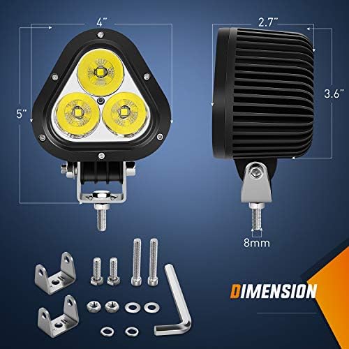 Nilight 2PCS 4 Inch Triangle LED Work Lights 60W Spot & Flood Combo Beam