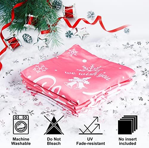 Lanpn White and Pink Christmas Throw Pillow Covers 20x20 Set of 4, 20 inch Decorative Xmas Cushion Covers Pillow Cases for Home Bedroom Room Holiday Couch Decor Decorations - Image 4