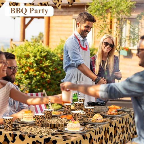 Funnymoom 452 Pcs Leopard Cheetah Print Birthday Party Decoration Serve 50 - Image 4
