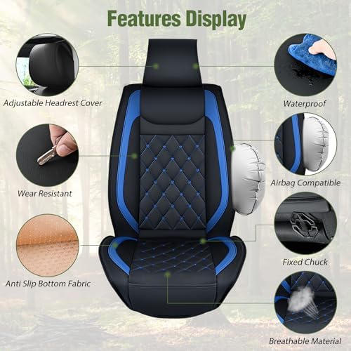 Nilight Car Seat Covers Universal Fit for Civic Corolla Accord Black Blue