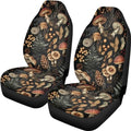 Talayituse Mushroom Leaf Print Car Seat Covers 2pcs/Set High Back Stretchy Bucket Seat Cover Auto Protector Front Seats Cover