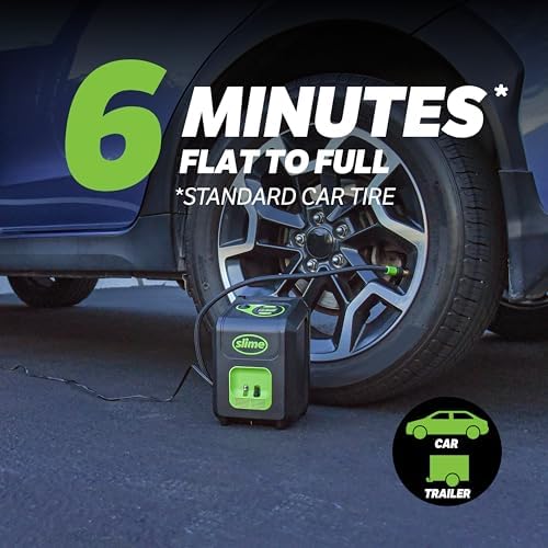 Slime 40052 Tire Inflator, Portable Car and Home Plug, SUV, 4x4 Air Compressor, Inflate Right automatic shut off, with Digital 99 psi Display, Dual Cord Storage, LED Light, 12V, 120V, 6 min inflation - Image 4