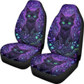 Talayituse Cat Floral Leaf Print Car Seat Cover for Front Seats, Stretchy Soft Vehicles Seat Cover Universal Fit High Back Car Interior Accessories for SUV Van Sedan