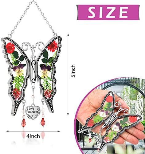 KY&BOSAM Butterfly Suncatchers for Mom,Glass Pressed Flowers,I Love You Mom - Image 6