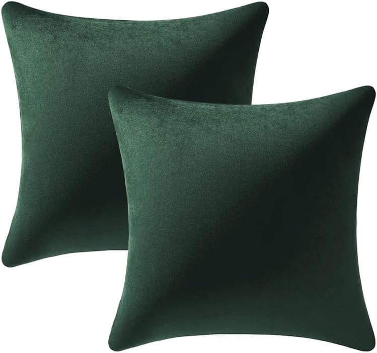VAKADO Velvet Army Green Throw Pillow Covers 20x20 Set of 2 - Image 3