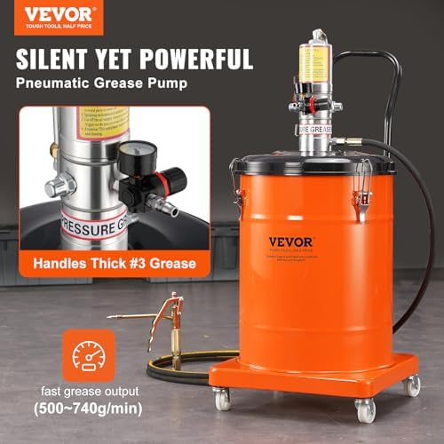 VEVOR Grease Pump, 10.5 Gallon Air Grease Pump with 13 ft High Pressure Hose and Grease Gun, 40L Pneumatic Grease Pump with Wheels, Portable Lubrication Grease Pump - Image 2