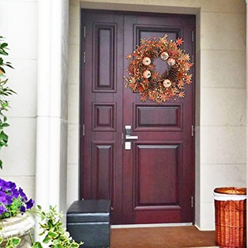 Fall Wreath for Front Door Artificial Autumn Grapevine Wreath with Berry Branches Farmhous Maple Leaves Wreath with Pine Cones and Mini Pumpkins for Indoor/Outdoor/Thanksgiving/Halloween/Home - Image 6