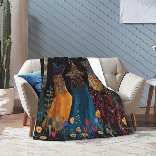 Witch Blanket for Women, Gifts for Girls, Magical Forest Witchy Halloween Blankets for Kids, Soft Cozy Lightweight Throw for Bed Sofa Home Travel Room Decor, 60x80 Inch - Image 3