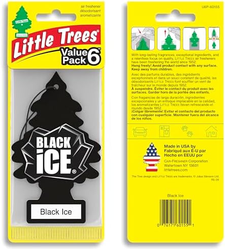 LITTLE TREES Car Air Freshener, 4 Count (Pack of 6), Black Ice
