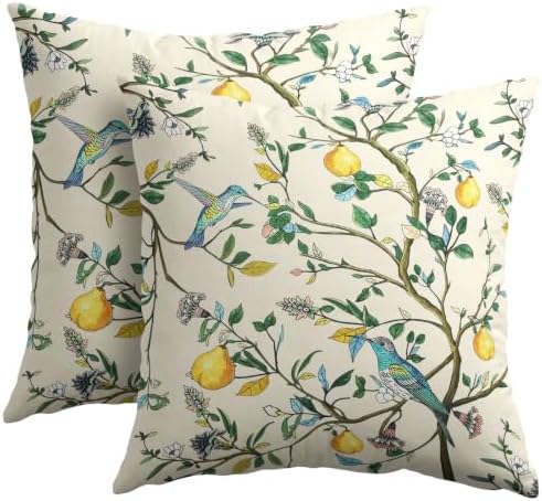 Floral Botanical Throw Pillow Covers 18x18 Set of 2 Hummingbird Pear Thanksgiving Pillow Covers Watercolor Cottagecore Pillowcase for Kitchen Sofa Cushion Outdoor Couch Bedroom Living Room Decoration - Image 2