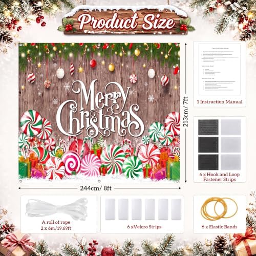 Teenyyou Christmas Garage Door Cover 7 x 8 ft Peppermint Candy - Image 2