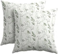 Sage Green Spring Pillow Covers 18x18 Set of 2 Leaves Throw Pillow Covers Neutral Pillowcase Linen Decoration Farmhouse Soft Decorative Plants Vintage Cushion Case Couch for Indoor Outdoor Home Decor by Trongr