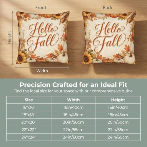 Fall Pumpkin Throw Pillow Covers 22x22 Set of 2, Rustic Cushion Covers - Image 4