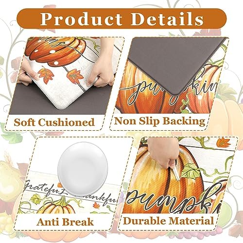 U'Artlines 2Piece Anti Fatigue Fall Kitchen Mats Rug Runner Set Orange - Image 2