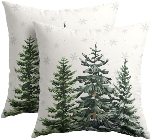 Winter Christmas Tree Pillow Covers 16x16 Set of 2 Highly Absorbent by Unknown
