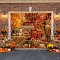 Fall Garage Door Cover 8x7ft Red Truck Pumpkin Scarecrow Harvest Decor by Lacoiime