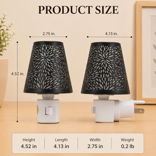 Plug in Night Light with On Off Switch, Floral Metal Shade, 2700K Warm Glow - Image 5