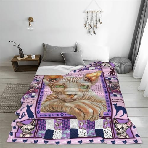 Sphynx Cat Blanket Hairless Cat Throw Blanket Sphynx Lover Gifts for Girls Women Kids Adults Stuff Soft Warm Fleece Flannel Bedding Plush for Couch Sofa Bed Room Decor 40"X50" - Image 5