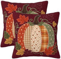 Fall Pumpkin Pillow Covers 24x24 Set of 2 Rustic Thanksgiving Harvest Decor by KiuLoam