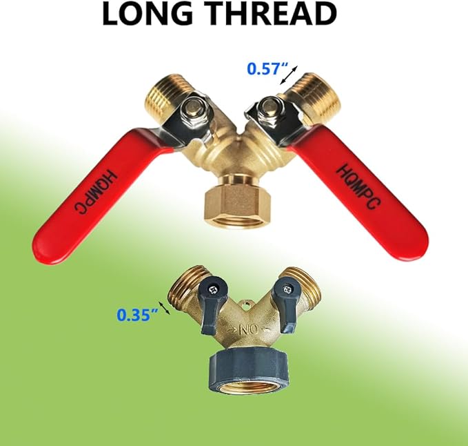 HQMPC Garden Hose Y Valve Hose Splitter Brass Hose Splitter - Image 5