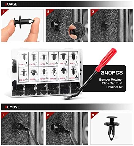 Nilight 480pcs Car Retainer Clips & Fastener Remover with 12 Most Popular Sizes Auto Push Pin Rivets Set -Door Trim Panel Clips for Toyota GM Ford Honda Acura Chrysler