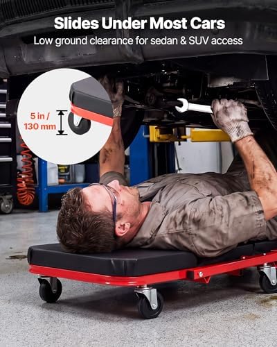 VEVOR 40 in 2-in-1 Folding Mechanic Creeper, Z Creeper Seat & Under Car Garage Roller, 450 lbs Rolling Creeper Stool with 6 Swivel Casters, Padded Headrest for Auto Repair - Image 3