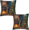 Christmas Tree and Fireplace Throw Pillow Covers 18x18 inch Set of 2 Xmas Pillow Case Cushion Cover for Home Sofa Couch Living Room Car Decor by Mshutbna