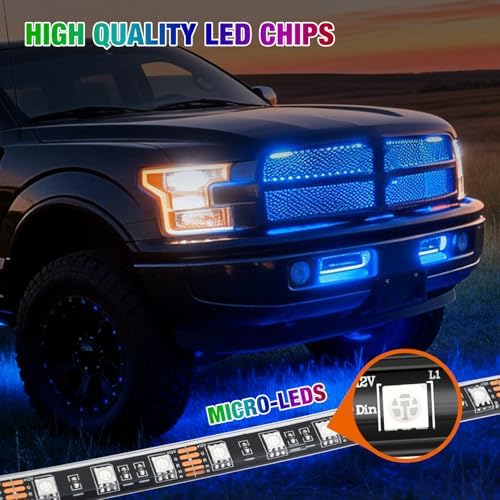Nilight 4PCS 12" RGB LED Grille Light Strips with Wireless Remote Control