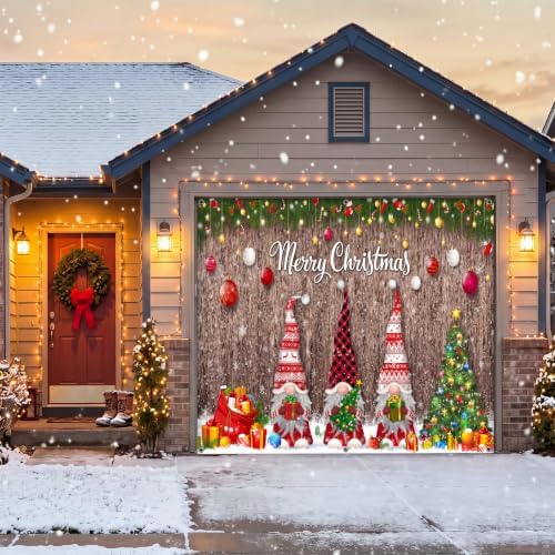 Teenyyou Christmas Garage Door Cover 7 x 8 Ft Gnomes Holiday - Image 4