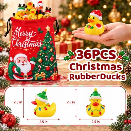 36Pcs Christmas Rubber Ducks, Ducks for Jeeps Ducking, Goodie Bag Stuffers - Image 6