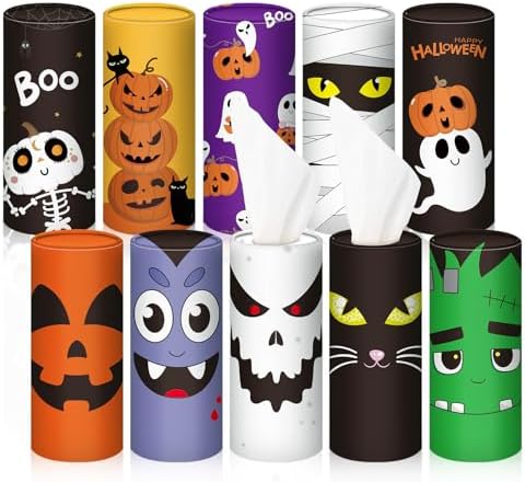 Hushee 10 Pcs Halloween Car Tissues Holder with 3 Ply Facial Tissues Paper by Hushee