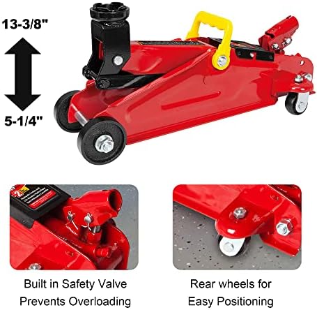 BIG RED T82040 Torin Hydraulic Trolley Floor Service/Floor Combo with 2 Jack Stands and Rolling Garage/Shop Creeper, 2 Ton (4,000 lb) Capacity, Red - Image 3